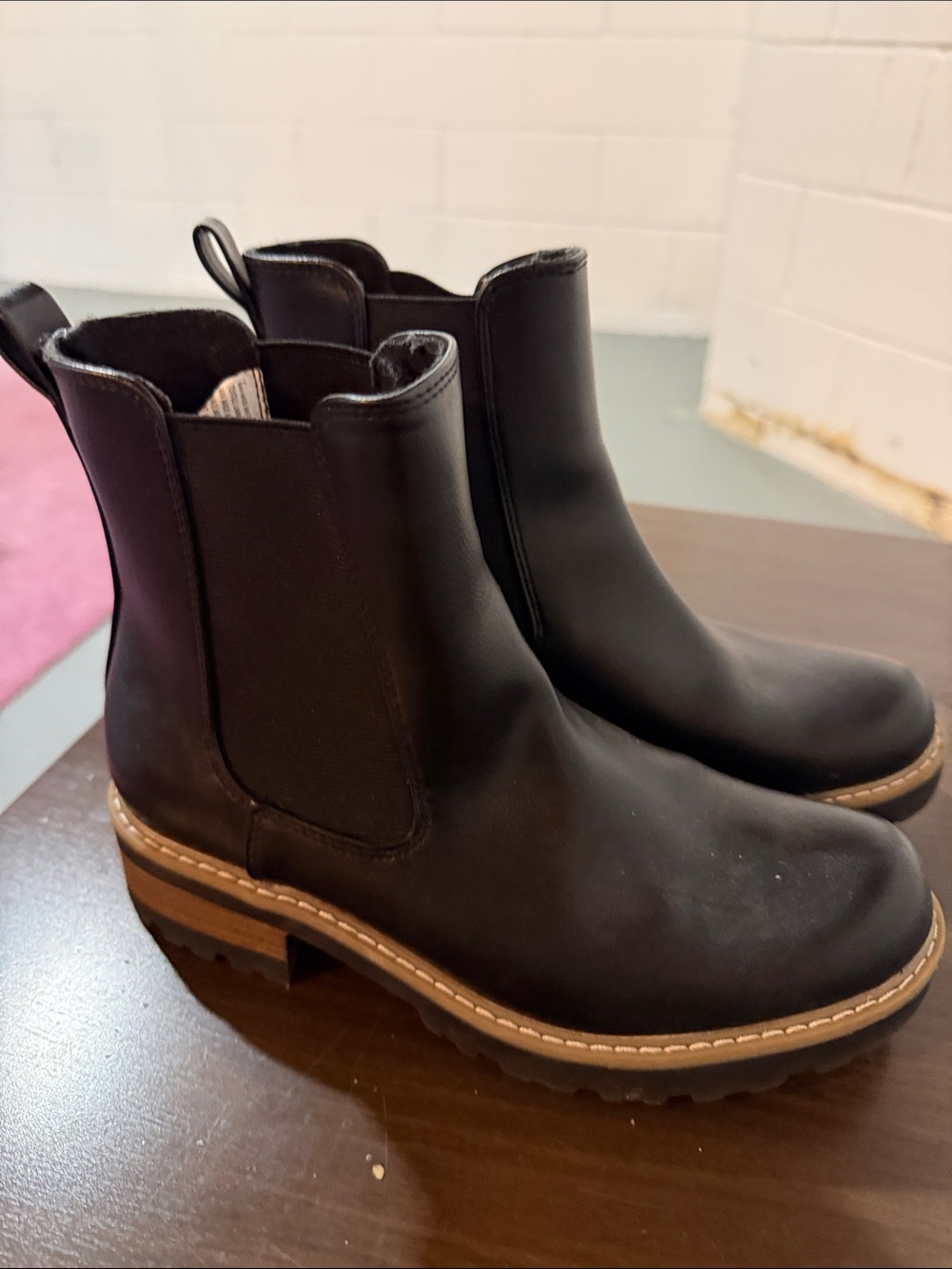 Universal Thread Black Chelsea Ankle Boots with Brown Sole